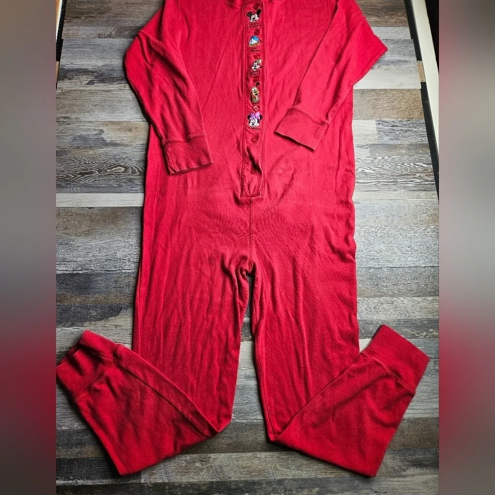 Disney Vintage 90s Mickey Mouse & Friends PJs Pajama Adult One Piece Butt Flap - Picture 2 of 9